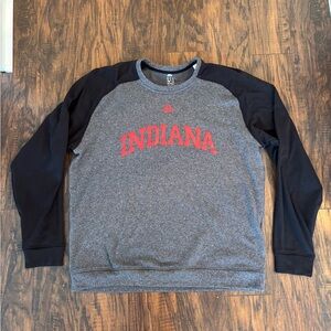 Adidas Gray and Black Sweatshirt with Red Indiana Hoosiers Logo Climawarm